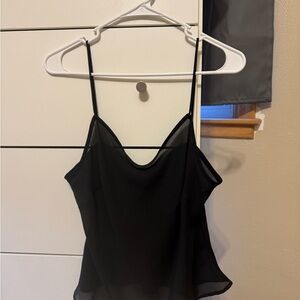 Black Sheer Spaghetti Strap Cami Top - Women